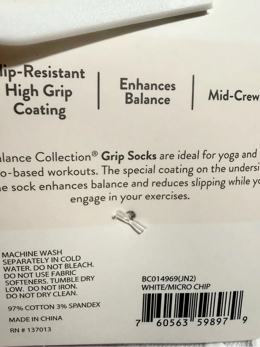 NEW Balance Collection Mid-Crew Grip Socks Stripe Pilates Yoga Barre OS